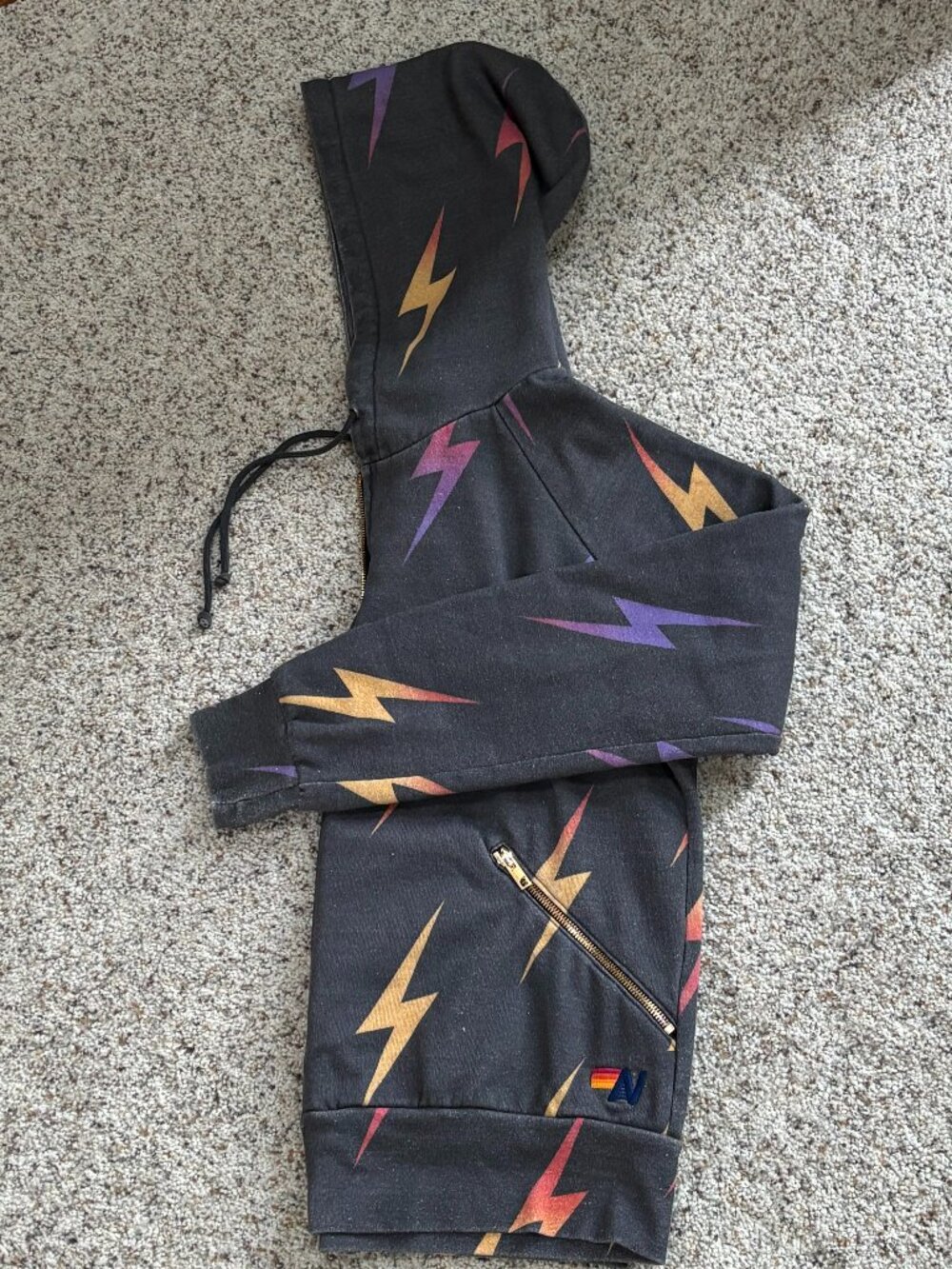 Aviator Nation Hoodie with Colorful Lightning Bolts Zip-up - Picture 5 of 8